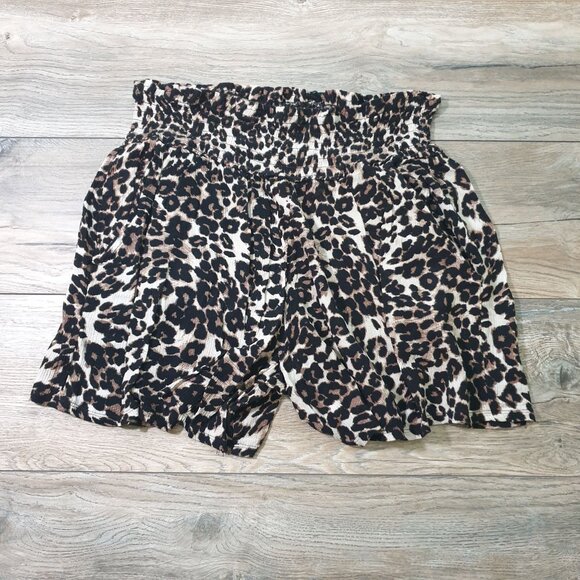 Threedots Leopard Print Women Elastic Waist Shorts XL Lightweight 28 In Waist - Picture 1 of 6